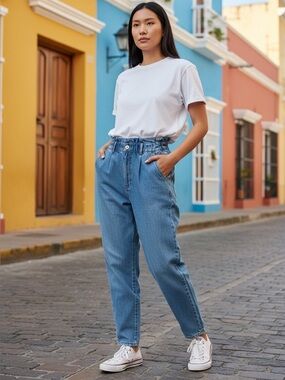 Zara paper bag high waisted jeans s